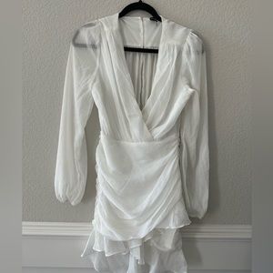 Windsor white shimmer ruched bridal bachelorette open back dress